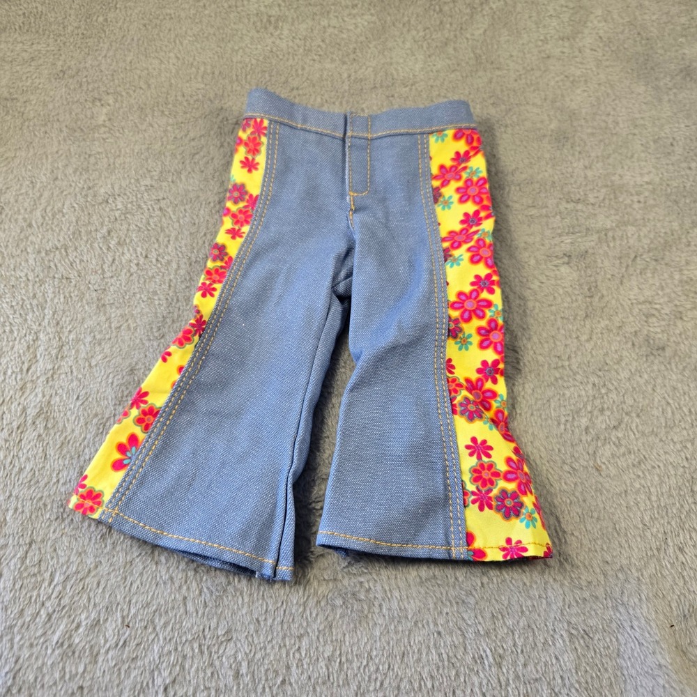 American Girl Doll Blue Jeans Flared Floral Side Panel Pants 18 Inch Doll